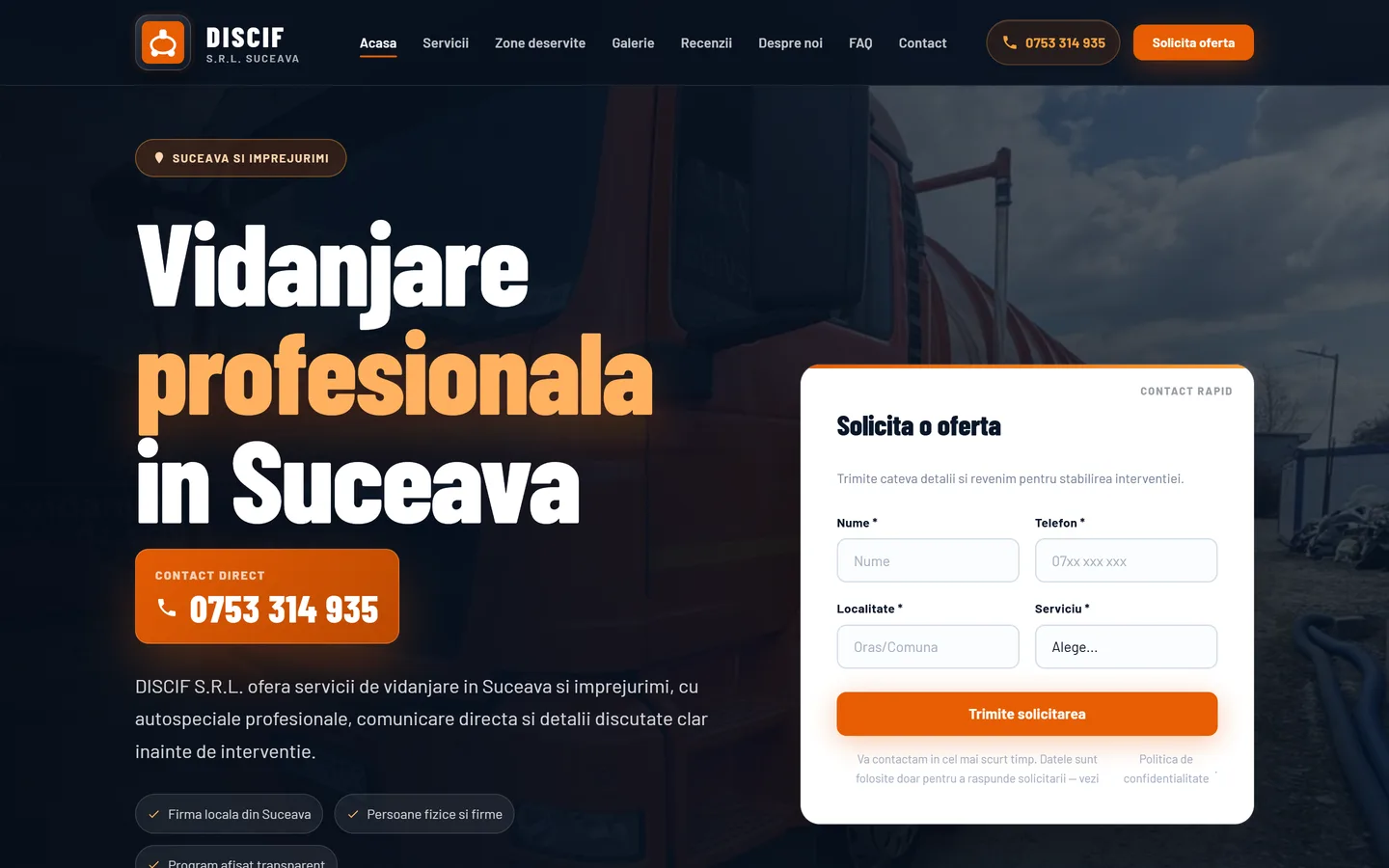 Screenshot DISCIF — Vidanjare Suceava